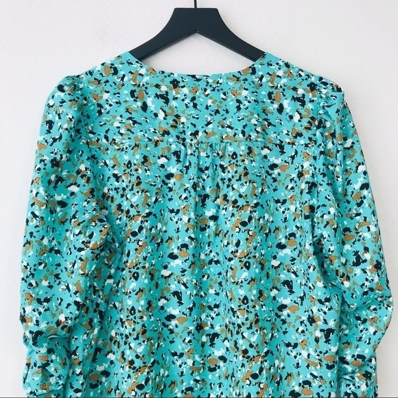 Joie Ruched Puff Sleeve Ditsy Floral Oversized Retro Top Blouse - Picture 6 of 12